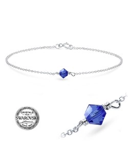 Sapphire Swarovski Silver Bracelet BRS-655 SWA (SA)